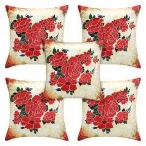 Red Color Flower Printed High-quality Satin Cushion Cover Manufacturers in  New Delhi